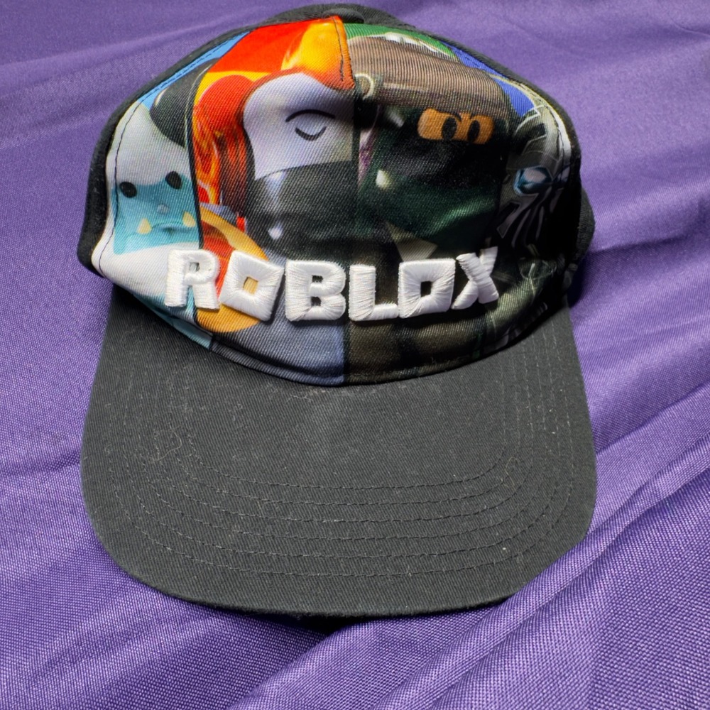 Roblox Snapback Hat Black Adjustable Gaming Cap Kids Youth One Size‎ Gamer Legit